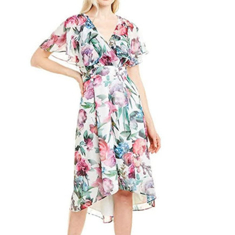 Maggy London Floral Capelet Sleeve Dress, Size 2